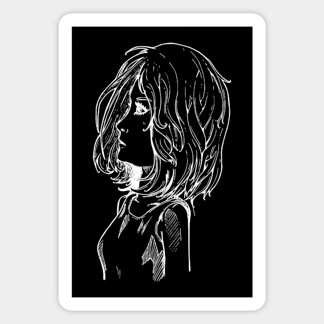 Portrait line art Magnet by TKDoodle